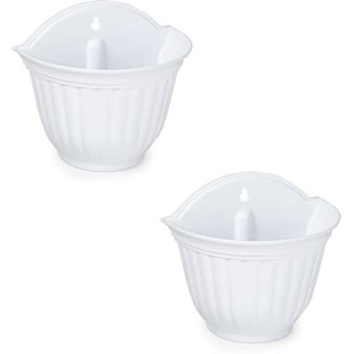 AC Pk de 2 metas de plástico para Pared, Tiesto, metero Colgar, Recipiente para Plantas, Flores, balcón, Porche, hogar, Fabricada en España (Blanco 26 x 29,5 x 19 cm) AC Pk de 2 metas de plástico para Pared, Tiesto, metero Colgar, Recipiente para Plantas, Flores, balcón, Porche, hogar, Fabricada en España (Blanco 26 x 29,5 x 19 cm)