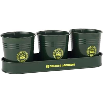 Jackson Kew Gardens Urban Oasis Set de 3 Macetas con Bandeja, Acero Galvanizado, Macetas para Hierbas y Plantas de Interior, Alféizar y Balcón, Verde Jackson Kew Gardens Urban Oasis Set de 3 Macetas con Bandeja, Acero Galvanizado, Macetas para Hierbas y Plantas de Interior, Alféizar y Balcón, Verde