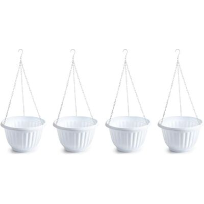 AC Pk de 4 metas Redondas Colgantes de plástico, Tiesto, metero, Recipiente para Plantas, Flores, balcón, terraza, hogar, Fabricada en España (Blanco, 25 x 15 cm) AC Pk de 4 metas Redondas Colgantes de plástico, Tiesto, metero, Recipiente para Plantas, Flores, balcón, terraza, hogar, Fabricada en España (Blanco, 25 x 15 cm)