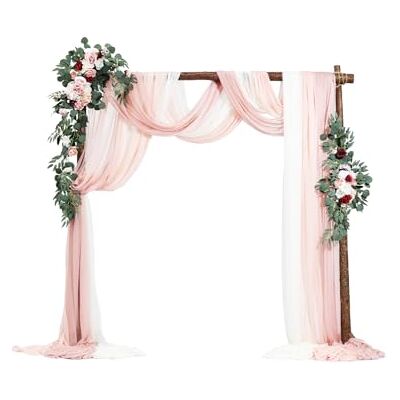 VEVOR Kit de Arco de Flores Artificiales Rosas para Bodas, con Cortinas, 2 Piezas de Arreglos Florales, 3 Piezas de Cortinas Transparentes, para Ramos de Ceremonia, Decoración de Fondo de Recepción VEVOR Kit de Arco de Flores Artificiales Rosas para Bodas, con Cortinas, 2 Piezas de Arreglos Florales, 3 Piezas de Cortinas Transparentes, para Ramos de Ceremonia, Decoración de Fondo de Recepción