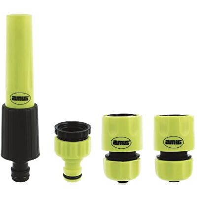 Amig Kit de Riego 4 Componentes 1 Lanza de Riego con Caudal Regulable, 1 Adaptador con Reductor y 2 Empalmes Rápidos de 1/2" y 3/4" con Función Stop Plástico ABS Verde Pistacho y Negro Amig Kit de Riego 4 Componentes 1 Lanza de Riego con Caudal Regulable, 1 Adaptador con Reductor y 2 Empalmes Rápidos de 1/2" y 3/4" con Función Stop Plástico ABS Verde Pistacho y Negro