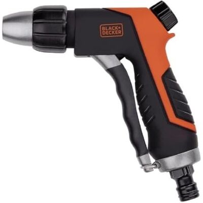 Black & Decker Pistola pulverizadora para manguera de jardín Flujo de agua ajustable Plástico ABS y caucho termoplástico Negro/Naranja Black & Decker Pistola pulverizadora para manguera de jardín Flujo de agua ajustable Plástico ABS y caucho termoplástico Negro/Naranja