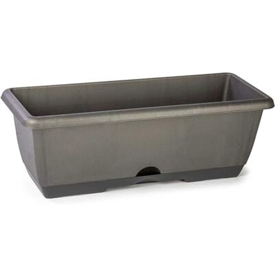 AC Jardinera de plástico para balcón con Plato Integrado Modelo PLFT 10 litros Fabricada en España (Gris Antrita 50 cm) AC Jardinera de plástico para balcón con Plato Integrado Modelo PLFT 10 litros Fabricada en España (Gris Antrita 50 cm)