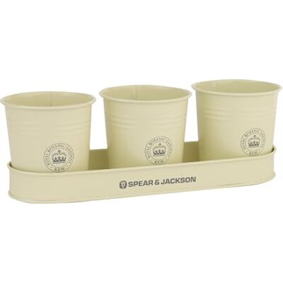 Jackson Kew Gardens Urban Oasis Set de 3 Macetas con Bandeja, Acero Galvanizado, Macetas para Hierbas y Plantas de Interior, Alféizar y Balcón, Crema Jackson Kew Gardens Urban Oasis Set de 3 Macetas con Bandeja, Acero Galvanizado, Macetas para Hierbas y Plantas de Interior, Alféizar y Balcón, Crema