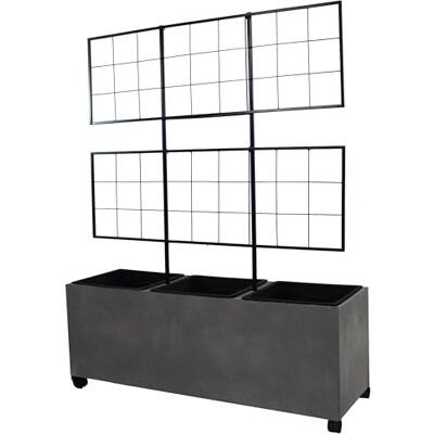 Dehner Enrejado Milano Jardinera Resistente a Las heladas, Resistente a los Rayos UV, Resistente a la Intemperie, Aprox. 100 x 130 x 35 cm, Incluye Ruedas/3 macetas, hormigón Ligero, Color Gris Dehner Enrejado Milano Jardinera Resistente a Las heladas, Resistente a los Rayos UV, Resistente a la Intemperie, Aprox. 100 x 130 x 35 cm, Incluye Ruedas/3 macetas, hormigón Ligero, Color Gris