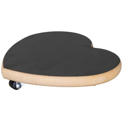 WAGNER Soporte con ruedas para plantas CORAZÓN NEGRO Ø 20 x 4 cm I Carrito para flores para interior, MDF con revestimiento de melamina, negro I Carro para plantas I Capacidad de carga 100 kg- WAGNER Soporte con ruedas para plantas CORAZÓN NEGRO Ø 20 x 4 cm I Carrito para flores para interior, MDF con revestimiento de melamina, negro I Carro para plantas I Capacidad de carga 100 kg-