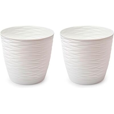 AC Pk de 2 Metas Redondas con Plato Diseño Wind (Ø 15 cm) Fabricado en plástico Ideal para jardín Exterior, terraza o balcón Color Blanco Roto AC Pk de 2 Metas Redondas con Plato Diseño Wind (Ø 15 cm) Fabricado en plástico Ideal para jardín Exterior, terraza o balcón Color Blanco Roto