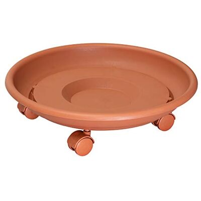 WAGNER Soporte con Ruedas para Plantas Serie K Ø 34 x 9 cm I Carro para Flores para Uso Exterior + Interior I Carrito de plástico, Terracota I Capacidad de Carga 50 kg I WAGNER Soporte con Ruedas para Plantas Serie K Ø 34 x 9 cm I Carro para Flores para Uso Exterior + Interior I Carrito de plástico, Terracota I Capacidad de Carga 50 kg I