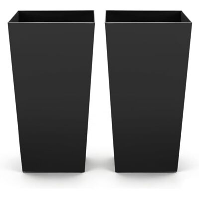 VEVOR Macetas Altas para Plantas 750 mm, Paquete de 2 Piezas, Maceteros Grandes para Interior y Exterior, Cónico Cuadrado con Ruedas Depósito Tapón de Drenaje, Plástico, para Jardín Patio Salón, Negro VEVOR Macetas Altas para Plantas 750 mm, Paquete de 2 Piezas, Maceteros Grandes para Interior y Exterior, Cónico Cuadrado con Ruedas Depósito Tapón de Drenaje, Plástico, para Jardín Patio Salón, Negro