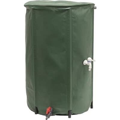 EDA Recuperador de Agua Flexible y Plegable, 250 L, con Filtro de Red + 2 grifos, Resistente a Las inclemencias del Tiempo, diámetro 60 x 88 cm EDA Recuperador de Agua Flexible y Plegable, 250 L, con Filtro de Red + 2 grifos, Resistente a Las inclemencias del Tiempo, diámetro 60 x 88 cm