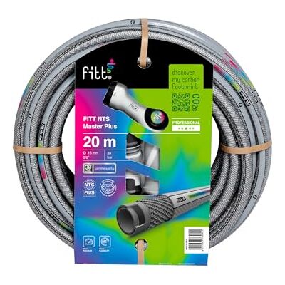 FITT NTS MASTERPLUS 5/8" (15mm) 20m Manguera para Riego de Jardín Robusta para Uso Intensivo Profesional con Pistola Multichorro y Racores FITT NTS MASTERPLUS 5/8" (15mm) 20m Manguera para Riego de Jardín Robusta para Uso Intensivo Profesional con Pistola Multichorro y Racores