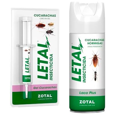 Zotal LETAL® Pack Insecticida Gel cucarachas+ Laca Plus insecticida Larga persistencia Pack contra los Insectos en Formato Gel y Laca Insecticida de acción rápida Zotal LETAL® Pack Insecticida Gel cucarachas+ Laca Plus insecticida Larga persistencia Pack contra los Insectos en Formato Gel y Laca Insecticida de acción rápida