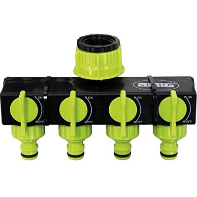 Amig Conector para 4 Mangueras 1" y 3/4" Regulable Con Válvula de 4 Vías y 4 Interruptores Individuales Plástico ABS Verde Pistacho Amig Conector para 4 Mangueras 1" y 3/4" Regulable Con Válvula de 4 Vías y 4 Interruptores Individuales Plástico ABS Verde Pistacho