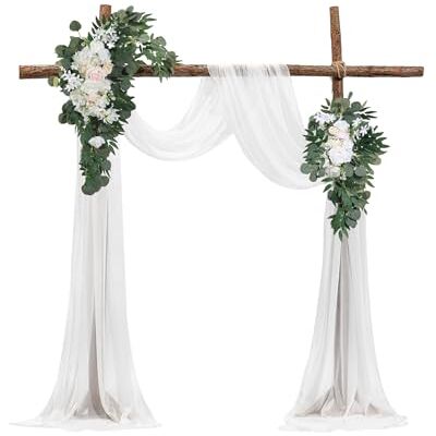 VEVOR Kit de Arco de Flores Artificiales Blancas para Bodas, para Bodas con Cortinas, 2 Piezas de Arreglos Florales, 2 Piezas de Cortinas Transparentes, para Decoración Ramos de Ceremonia, Recepción VEVOR Kit de Arco de Flores Artificiales Blancas para Bodas, para Bodas con Cortinas, 2 Piezas de Arreglos Florales, 2 Piezas de Cortinas Transparentes, para Decoración Ramos de Ceremonia, Recepción