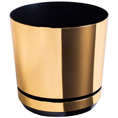 KORAD Maceta Redonda DEKOR con Plato Integrado Patrón 011 Oro Brillante, Elegante y Hermosa, Ideal para Interiores, diámetro 16 cm, Fabricada por KERD DEKOR 16/011 KORAD Maceta Redonda DEKOR con Plato Integrado Patrón 011 Oro Brillante, Elegante y Hermosa, Ideal para Interiores, diámetro 16 cm, Fabricada por KERD DEKOR 16/011