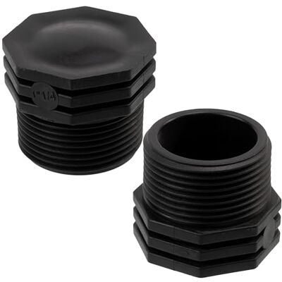 AERZETIX Juego 2 Tapones Macho 1 1/4" para Atornillar para Manguera de Riego Sistema de Goteo Presión Máx 10 Bar en Polietileno Racor Circuito Tapa Irrigación AERZETIX Juego 2 Tapones Macho 1 1/4" para Atornillar para Manguera de Riego Sistema de Goteo Presión Máx 10 Bar en Polietileno Racor Circuito Tapa Irrigación
