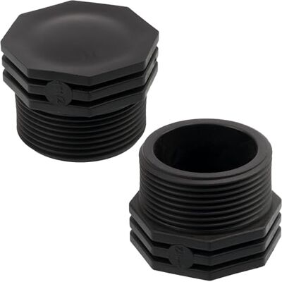 AERZETIX Juego 2 Tapones Macho 1 1/2" para Atornillar para Manguera de Riego Sistema de Goteo Presión Máx 10 Bar en Polietileno Racor Circuito Tapa Irrigación AERZETIX Juego 2 Tapones Macho 1 1/2" para Atornillar para Manguera de Riego Sistema de Goteo Presión Máx 10 Bar en Polietileno Racor Circuito Tapa Irrigación
