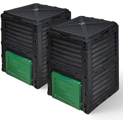 VOUNOT ® Compostador Jardin 2 x 300L, Compostera Organica, Negro VOUNOT ® Compostador Jardin 2 x 300L, Compostera Organica, Negro