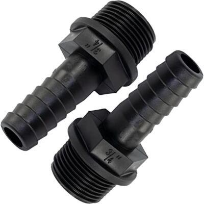 AERZETIX Juego de 2 Racores Macho Acanalado Recto 3/4'' x 16mm Rosca Exterior Adaptador Conector Sistema Circuito de Irrigación Riego Bomba en Plástico Polipropileno Color Negro AERZETIX Juego de 2 Racores Macho Acanalado Recto 3/4'' x 16mm Rosca Exterior Adaptador Conector Sistema Circuito de Irrigación Riego Bomba en Plástico Polipropileno Color Negro