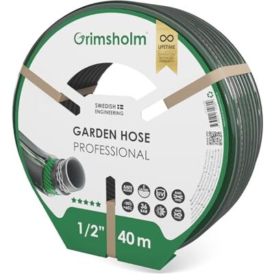 Grimsholm Green Grimsholm Manguera de Jardín Classic Professional, 40 m, Sistema Antitorsión, Resistente a Rayos UV, Extra Flexible, Sin Ftalatos Grimsholm Green Grimsholm Manguera de Jardín Classic Professional, 40 m, Sistema Antitorsión, Resistente a Rayos UV, Extra Flexible, Sin Ftalatos