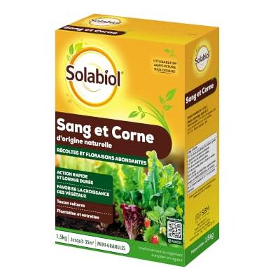 Solabiol Fertilizante orgánico Blood & Horn 1,5 kg – Nitrógeno rápido y sostenible Solabiol Fertilizante orgánico Blood & Horn 1,5 kg – Nitrógeno rápido y sostenible