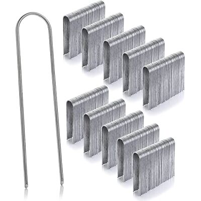 GardenMate 500 Grapas de sujeción GALVANIZADAS de Alambre de Acero Longitud 150 mm, Ancho 25 mm, Ø 2,9 mm GardenMate 500 Grapas de sujeción GALVANIZADAS de Alambre de Acero Longitud 150 mm, Ancho 25 mm, Ø 2,9 mm
