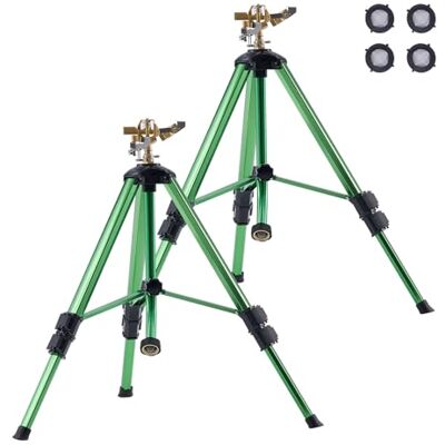VEVOR Aspersor de Impacto con Base de Trípode 2 Piezas, de Alta Resistencia, con Cabezal de Latón y Conector G3/4 Pulgada, 360 Grados para Riego de Areas Grandes y Altura Ajustable para Jardín VEVOR Aspersor de Impacto con Base de Trípode 2 Piezas, de Alta Resistencia, con Cabezal de Latón y Conector G3/4 Pulgada, 360 Grados para Riego de Areas Grandes y Altura Ajustable para Jardín