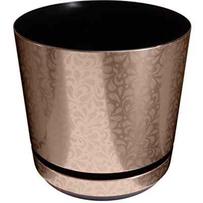 KORAD La Maceta de la Serie Dekor con Plato Adaptado para Interiores Medida 16 cm Modelo 057 Encaje marrón; Fabricado en plástico, Maceta Decorativa con Orificios de Drenaje KORAD La Maceta de la Serie Dekor con Plato Adaptado para Interiores Medida 16 cm Modelo 057 Encaje marrón; Fabricado en plástico, Maceta Decorativa con Orificios de Drenaje