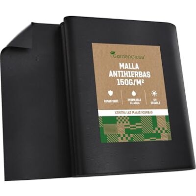 GardenGloss 10m² Premium Tela Antihierba contra Las Malas Hierbas 150g/m² Extra Fuerte Mallas Antihierba Resistente al Desgaste 50g/m² Alta estabilización UV (5m x 2m, Tela Plisada) GardenGloss 10m² Premium Tela Antihierba contra Las Malas Hierbas 150g/m² Extra Fuerte Mallas Antihierba Resistente al Desgaste 50g/m² Alta estabilización UV (5m x 2m, Tela Plisada)