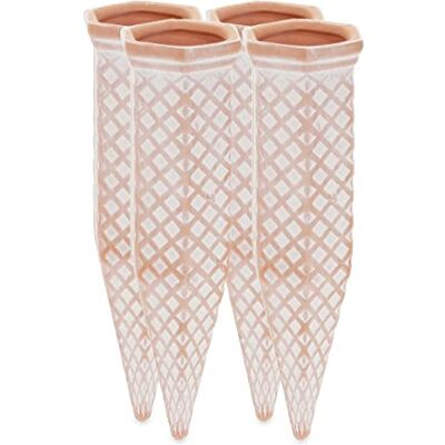 Relaxdays Pack 4 Picos Riego Cuadriculados, Regador Maceta, Regador para Botellas 1,5 L, Arcilla, 18x5,5x5cm, Terracota Relaxdays Pack 4 Picos Riego Cuadriculados, Regador Maceta, Regador para Botellas 1,5 L, Arcilla, 18x5,5x5cm, Terracota