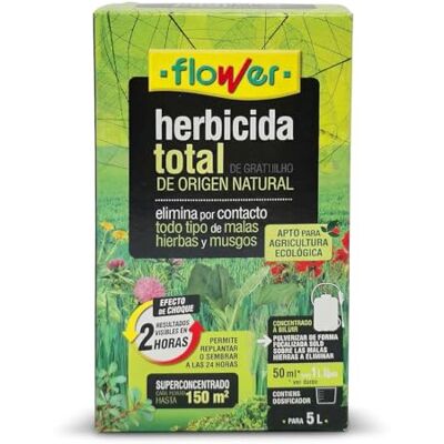 Flower Herbicida Total Ecológico de Origen Natural para 150 m² Elimina Malas Hierbas y Musgo de Acción Rápida Alternativa Glifosato Súper Concentrado 250 ml para 5L Resultados en 2H (1 UD) Flower Herbicida Total Ecológico de Origen Natural para 150 m² Elimina Malas Hierbas y Musgo de Acción Rápida Alternativa Glifosato Súper Concentrado 250 ml para 5L Resultados en 2H (1 UD)