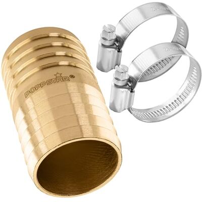 POPPSTAR Conector de manguera de latón de 1 1/4 de pulgada con 2 abrazaderas de acero inoxidable para manguera de jardín de 1 1/4 pulgada (32 mm) POPPSTAR Conector de manguera de latón de 1 1/4 de pulgada con 2 abrazaderas de acero inoxidable para manguera de jardín de 1 1/4 pulgada (32 mm)