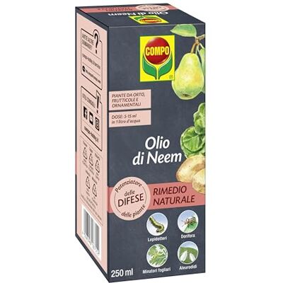 Compo Aceite de Neem Concentrado contra pulgones y lepidópteros, 250 ml Acción vigorizante para combatir los ataques de insectos y parásitos Compo Aceite de Neem Concentrado contra pulgones y lepidópteros, 250 ml Acción vigorizante para combatir los ataques de insectos y parásitos