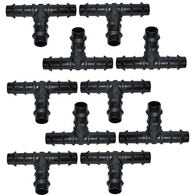 AERZETIX Juego de 10 Racores/divisores en ''T'' Ø16mm para manguera de jardín empalme acanalado en ''T'' para sistema de riego por goteo AERZETIX Juego de 10 Racores/divisores en ''T'' Ø16mm para manguera de jardín empalme acanalado en ''T'' para sistema de riego por goteo