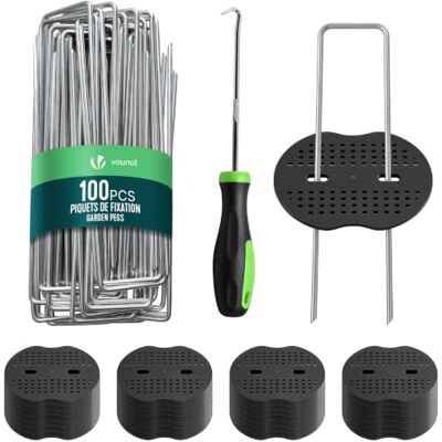 VOUNOT ® 100Unds Grapas Césped Artificial 150x30MM Ø3mm Forma U 50 Arandelas VOUNOT ® 100Unds Grapas Césped Artificial 150x30MM Ø3mm Forma U 50 Arandelas