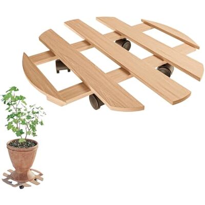 Amig – Plataforma con Ruedas para Plantas – Base para Transporte de Macetas Soporte Rodante Jardinería – Madera de Pino Ø35 cm – Capacidad de carga 80 kg Amig – Plataforma con Ruedas para Plantas – Base para Transporte de Macetas Soporte Rodante Jardinería – Madera de Pino Ø35 cm – Capacidad de carga 80 kg