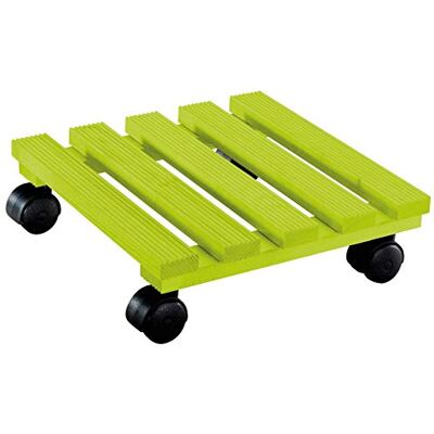 WAGNER Soporte con Ruedas para Plantas Country 29 x 29 x 8 cm I para Interior I Carro de Madera Maciza FSC®, Antideslizante, Verde Lima I Carga máx. 100 kg I WAGNER Soporte con Ruedas para Plantas Country 29 x 29 x 8 cm I para Interior I Carro de Madera Maciza FSC®, Antideslizante, Verde Lima I Carga máx. 100 kg I
