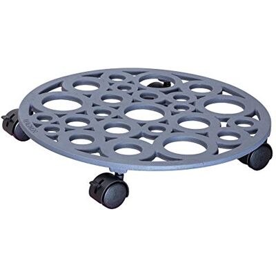 WAGNER Soporte con ruedas para plantas BUBBLE Ø 38 x 6,5 cm I Para uso exterior + interior I Carrito para bañera de hierro fundido, gris pizarra I 2 frenos I Capacidad de carga 50 kg WAGNER Soporte con ruedas para plantas BUBBLE Ø 38 x 6,5 cm I Para uso exterior + interior I Carrito para bañera de hierro fundido, gris pizarra I 2 frenos I Capacidad de carga 50 kg