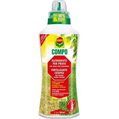 Compo Fertilizante Césped, Reduce las malas hierbas, Efecto reverdeciente, Líquido, 1 L Compo Fertilizante Césped, Reduce las malas hierbas, Efecto reverdeciente, Líquido, 1 L