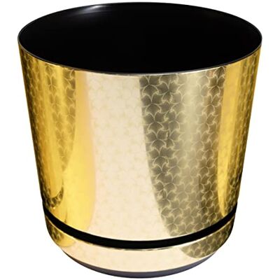 KORAD La Maceta de la Serie Dekor con Plato Adaptado para Interiores Medida 21 cm Modelo 055 Art déco Dorado; Fabricado en plástico, Maceta Decorativa con Orificios de Drenaje KORAD La Maceta de la Serie Dekor con Plato Adaptado para Interiores Medida 21 cm Modelo 055 Art déco Dorado; Fabricado en plástico, Maceta Decorativa con Orificios de Drenaje