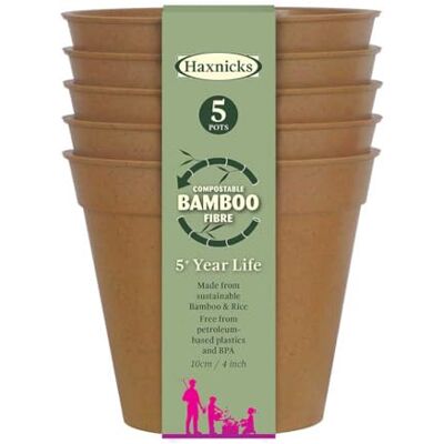 Haxnicks 5 macetas de Fibra de bambú sostenibles para Interiores y Exteriores 4 Pulgadas de diámetro Paquete de 5 Terracota Haxnicks 5 macetas de Fibra de bambú sostenibles para Interiores y Exteriores 4 Pulgadas de diámetro Paquete de 5 Terracota