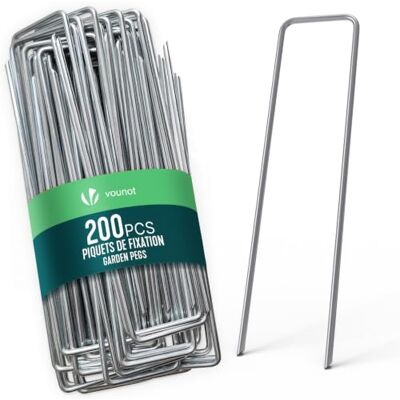 VOUNOT ® 200Unds Grapas Césped Artificial Malla Antihierbas 150x30MM Ø 3mm Estacas Fijación Clavos de Metal Galvanizados Clavijas Seguridad Jardín Forma de U Anclaje de Tierra Piquetas Sujeción Camping VOUNOT ® 200Unds Grapas Césped Artificial Malla Antihierbas 150x30MM Ø 3mm Estacas Fijación Clavos de Metal Galvanizados Clavijas Seguridad Jardín Forma de U Anclaje de Tierra Piquetas Sujeción Camping