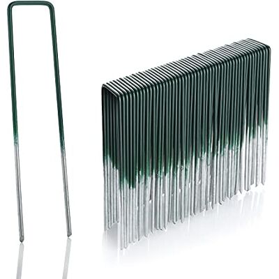 GardenMate 50 Grapas de sujeción para césped Artificial de Alambre de Acero galvanizado al Fuego 150 mm Largo, 25 mm Ancho, 2,9 mm Grosor Color Verde y Cabeza Plana GardenMate 50 Grapas de sujeción para césped Artificial de Alambre de Acero galvanizado al Fuego 150 mm Largo, 25 mm Ancho, 2,9 mm Grosor Color Verde y Cabeza Plana