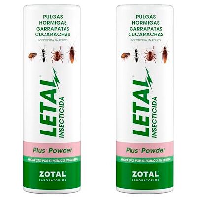 Zotal Pack 2 Unidades Insecticida en Polvo Pulgas, Hormigas, Garrapatas y Cucarachas Talquera 325 g Control Insectos Rastreros LETAL Plus Powder Zotal Pack 2 Unidades Insecticida en Polvo Pulgas, Hormigas, Garrapatas y Cucarachas Talquera 325 g Control Insectos Rastreros LETAL Plus Powder