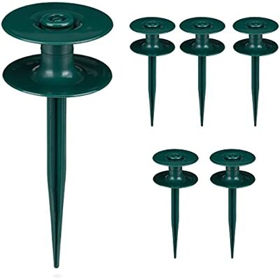 Relaxdays Guías para Mangueras, Set de 6, Soporte Cables con Estaca de Suelo, Plástico, Poleas, 24 x 9 cm, Verde Oscuro Relaxdays Guías para Mangueras, Set de 6, Soporte Cables con Estaca de Suelo, Plástico, Poleas, 24 x 9 cm, Verde Oscuro