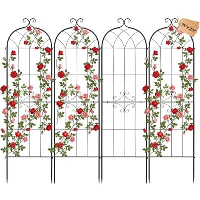 VEVOR Enrejado Metálico para Jardín, 180 x 52,5 cm, Celosías de Jardín, Set de 4 Piezas, Soporte para Plantas Trepadoras, con Estacas, Decoración, Acero al Carbono, para Verduras Flores, Color Negro VEVOR Enrejado Metálico para Jardín, 180 x 52,5 cm, Celosías de Jardín, Set de 4 Piezas, Soporte para Plantas Trepadoras, con Estacas, Decoración, Acero al Carbono, para Verduras Flores, Color Negro