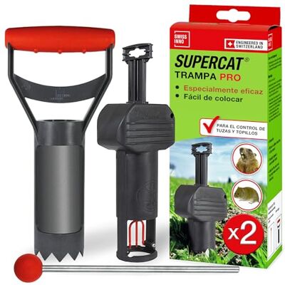 SWISSINNO Trampa para Topillos con Sonda SuperCat Incluida – Trampa Mecánica para Roedores Subterráneos, Control de Jardín, Reutilizable, Instalación en Túnel Vertical – 2 Trampa + 1 Sonda SWISSINNO Trampa para Topillos con Sonda SuperCat Incluida – Trampa Mecánica para Roedores Subterráneos, Control de Jardín, Reutilizable, Instalación en Túnel Vertical – 2 Trampa + 1 Sonda