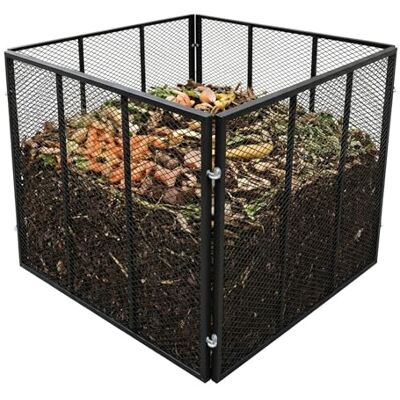 Relaxdays compostador metálico ecológico para jardín, 800 L, Rejilla para Hojas, Acero Negro, 80 x 100 x 100 cm Relaxdays compostador metálico ecológico para jardín, 800 L, Rejilla para Hojas, Acero Negro, 80 x 100 x 100 cm
