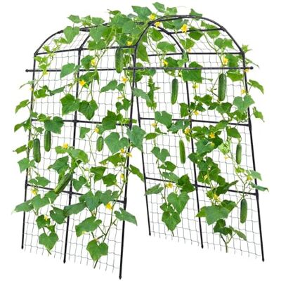 VEVOR Enrejado para Pepinos para Bancales Elevados, 1800 x 1120 x 2108 mm, Soporte para Plantas Trepadoras al Aire Libre, Enrejado de Arco de Metal, para Vides Tomates Flores Calabacines Berenjenas VEVOR Enrejado para Pepinos para Bancales Elevados, 1800 x 1120 x 2108 mm, Soporte para Plantas Trepadoras al Aire Libre, Enrejado de Arco de Metal, para Vides Tomates Flores Calabacines Berenjenas