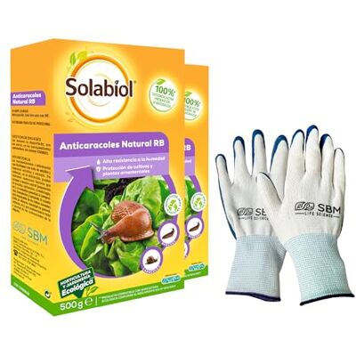 Solabiol Anticaracoles Natural Rb, Protección Contra Caracoles y Babosas 500 Gramos, Pack de 2 + guantes exclusivos SBM Solabiol Anticaracoles Natural Rb, Protección Contra Caracoles y Babosas 500 Gramos, Pack de 2 + guantes exclusivos SBM